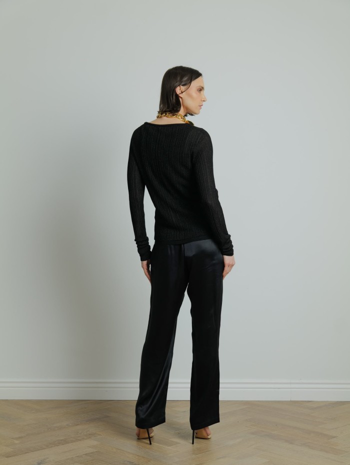 Gilet noir métallisé doré - Majestic Filatures - Mademoiselle Pearl