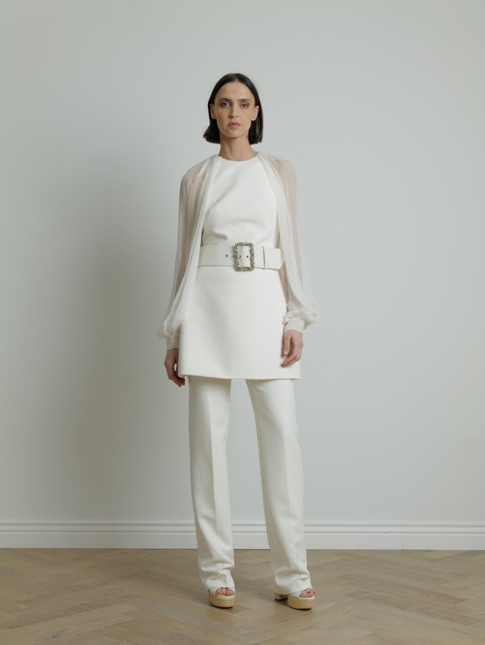 Safiyaa -Pantalon en crêpe blanc