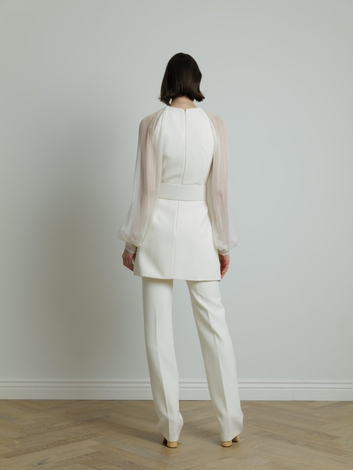 Safiyaa -Pantalon en crêpe blanc