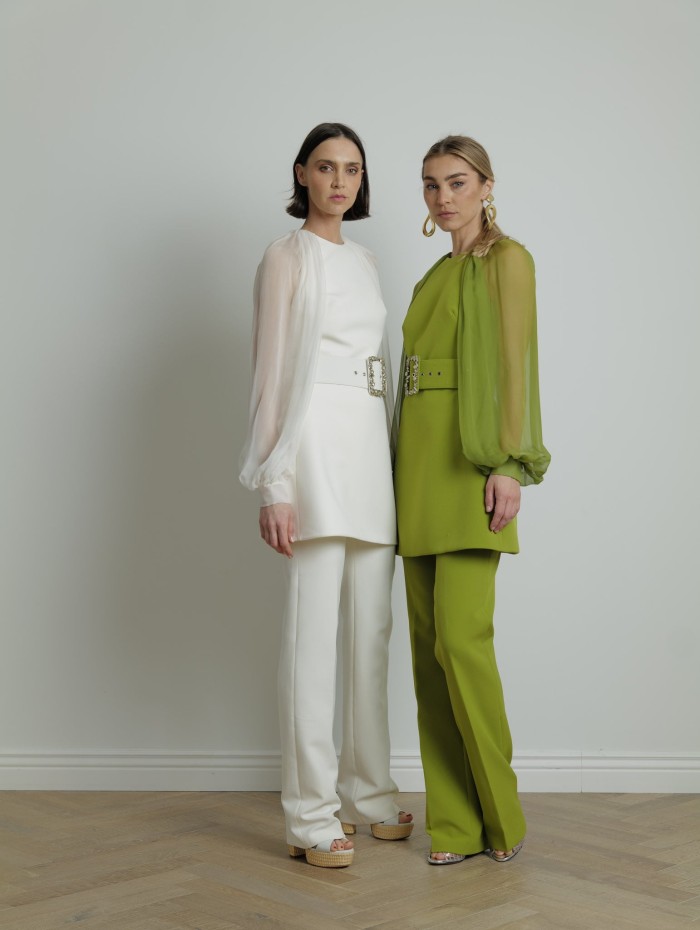 Safiyaa -Pantalon en crêpe blanc