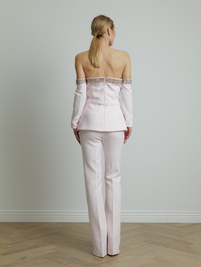 Safiyaa - Pantalon rose pâle pour cérémonie