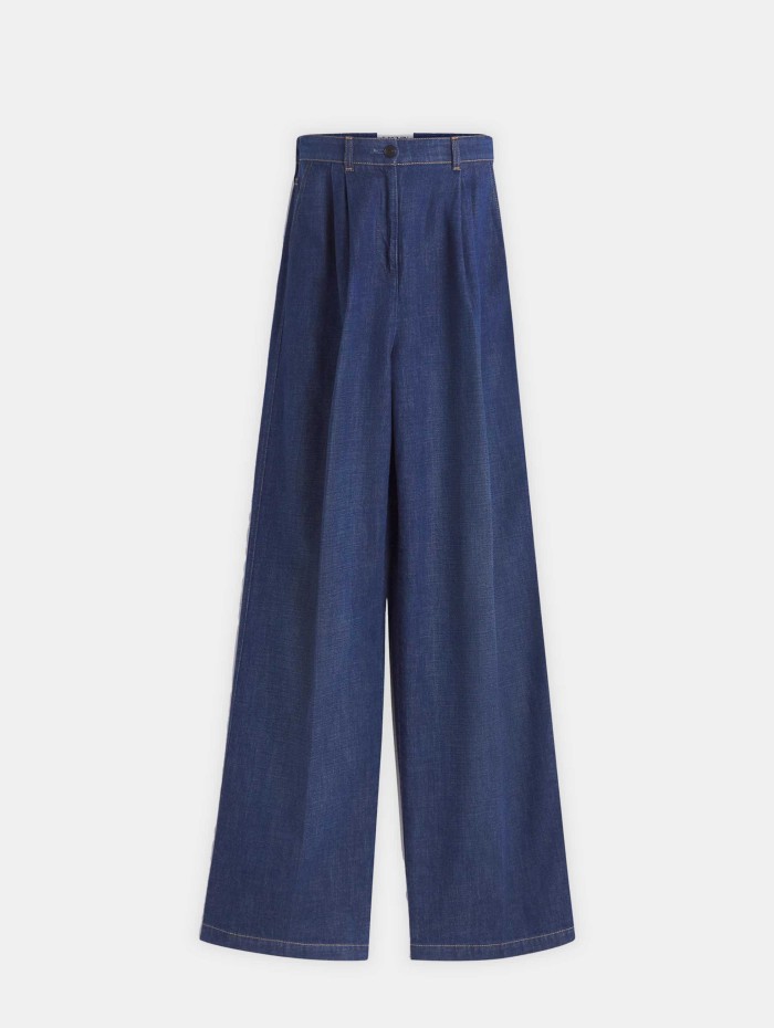 Pantalon à pinces en denim - Lanvin - Mademoiselle Pearl