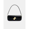 Sac lock baguette en cuir noir - Patou - Mademoiselle Pearl