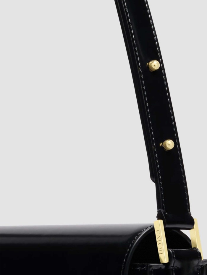 Sac lock baguette en cuir noir - Patou - Mademoiselle Pearl