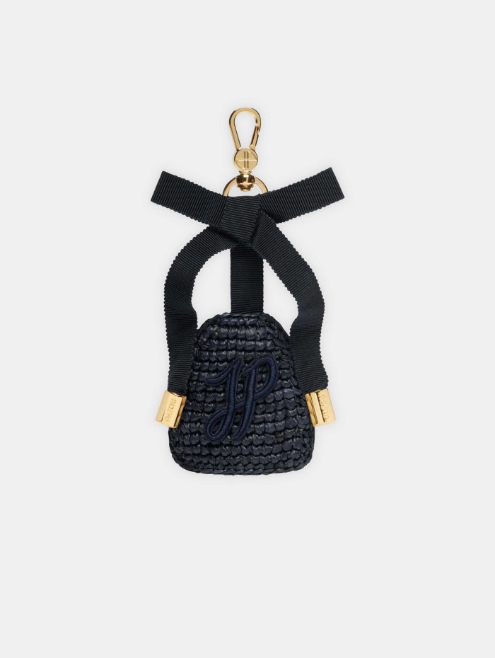 Porte-clés en raphia noir - Patou - Mademoiselle Pearl
