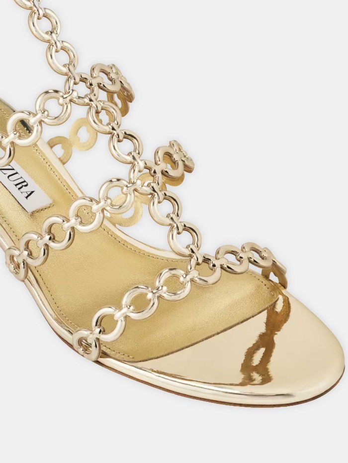 Sandales dorées à talon - Aquazzura - Mademoiselle Pearl