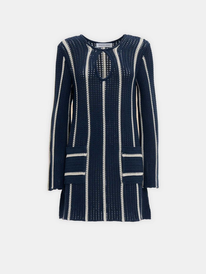 Robe courte en crochet navy - Raquel Diniz - Mademoiselle Pearl
