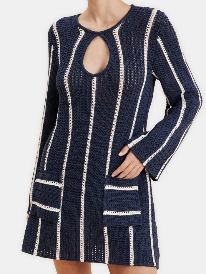 Robe courte en crochet navy - Raquel Diniz - Mademoiselle Pearl