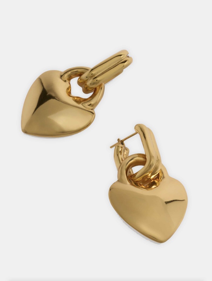 Boucles d'oreilles coeur dorées - Patou - Mademoiselle Pearl