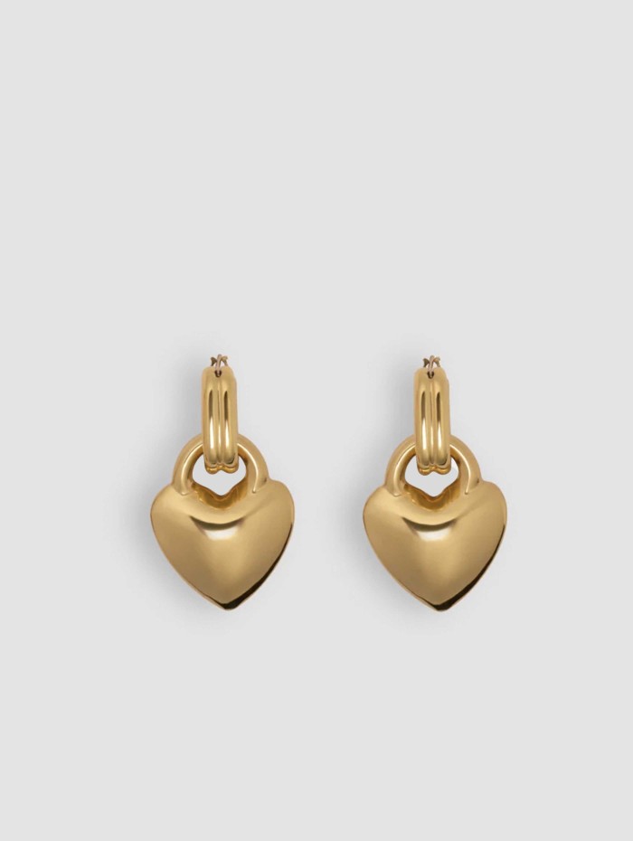 Boucles d'oreilles coeur dorées - Patou - Mademoiselle Pearl