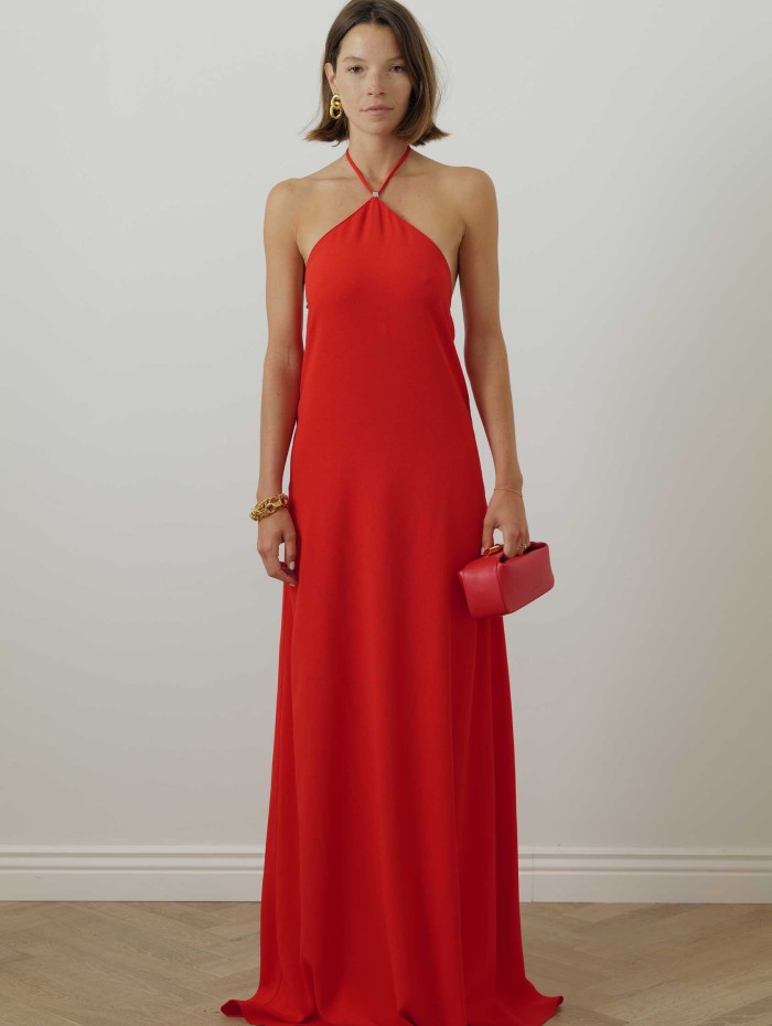 Robe longue en satin