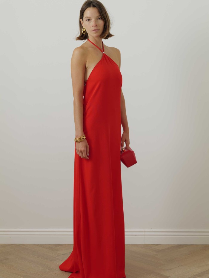Robe longue en satin