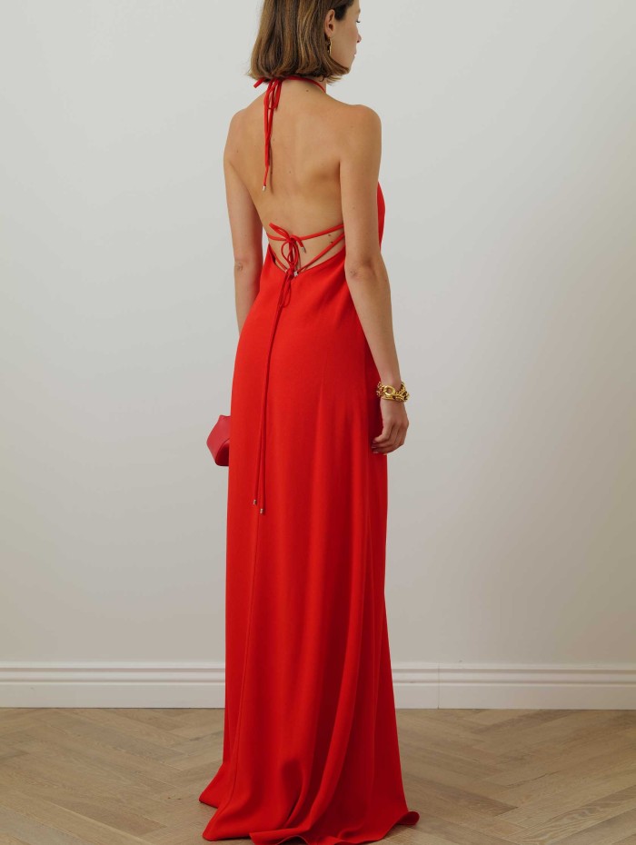 Robe longue en satin
