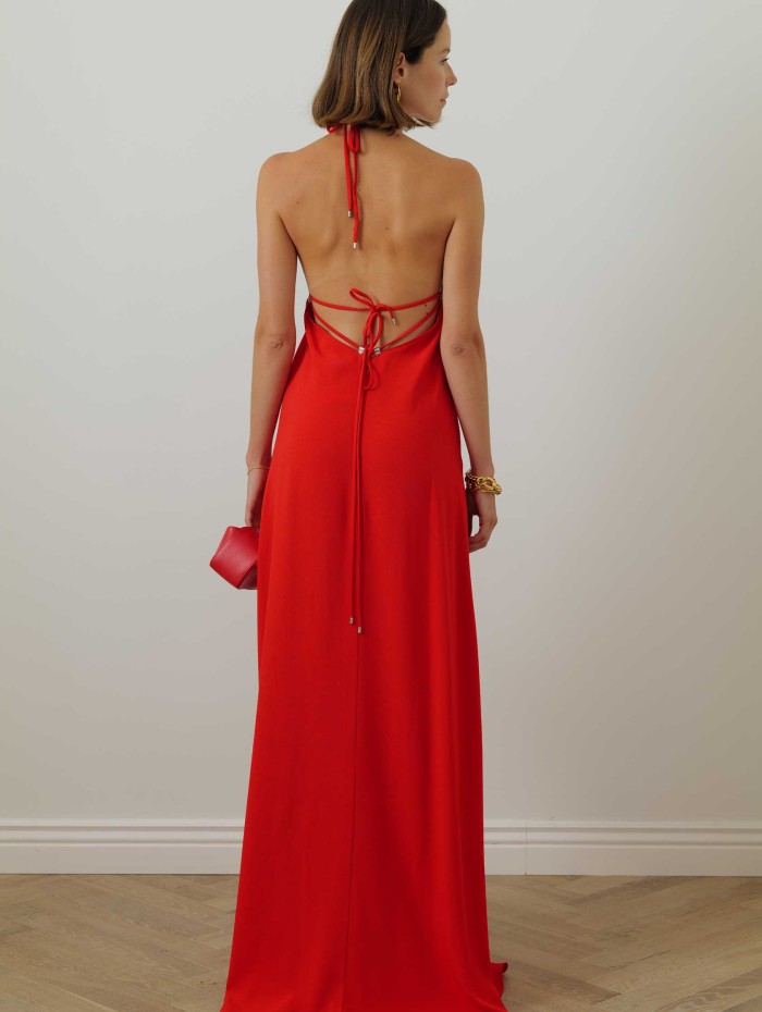 Robe longue en satin