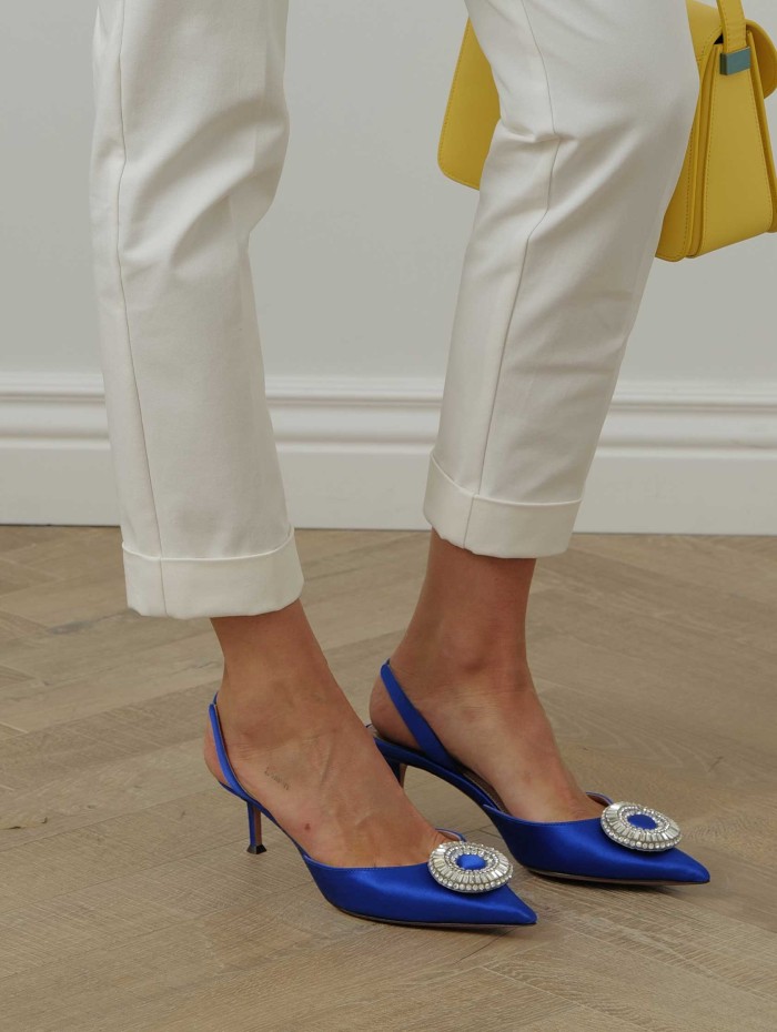 Escarpins bleu - Crystal Hoop Sling 50 - Aquazzura - Mademoiselle Pearl