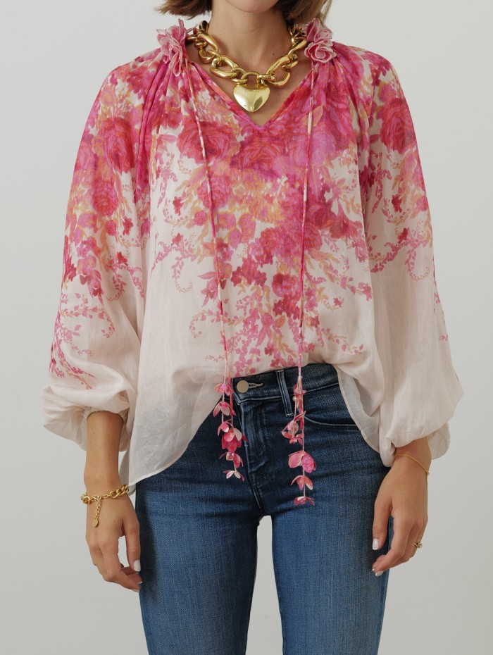 Zimmermann - Blouse rose à fleurs