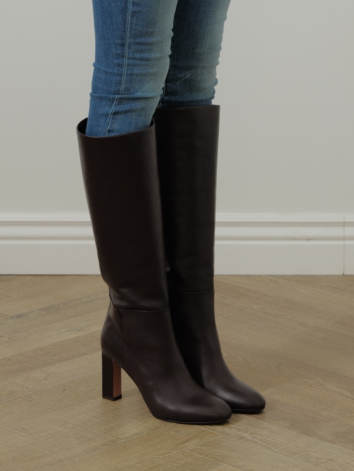 Bottes en cuir bordeaux - AQUAZZURA - Bottes femme luxe - Mademoiselle Pearl