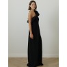 ROBE LONGUE CREPE NOIRE 1 EPAULE