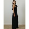 ROBE LONGUE CREPE NOIRE 1 EPAULE
