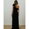 ROBE LONGUE CREPE NOIRE 1 EPAULE