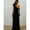 ROBE LONGUE CREPE NOIRE 1 EPAULE