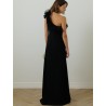 ROBE LONGUE CREPE NOIRE 1 EPAULE