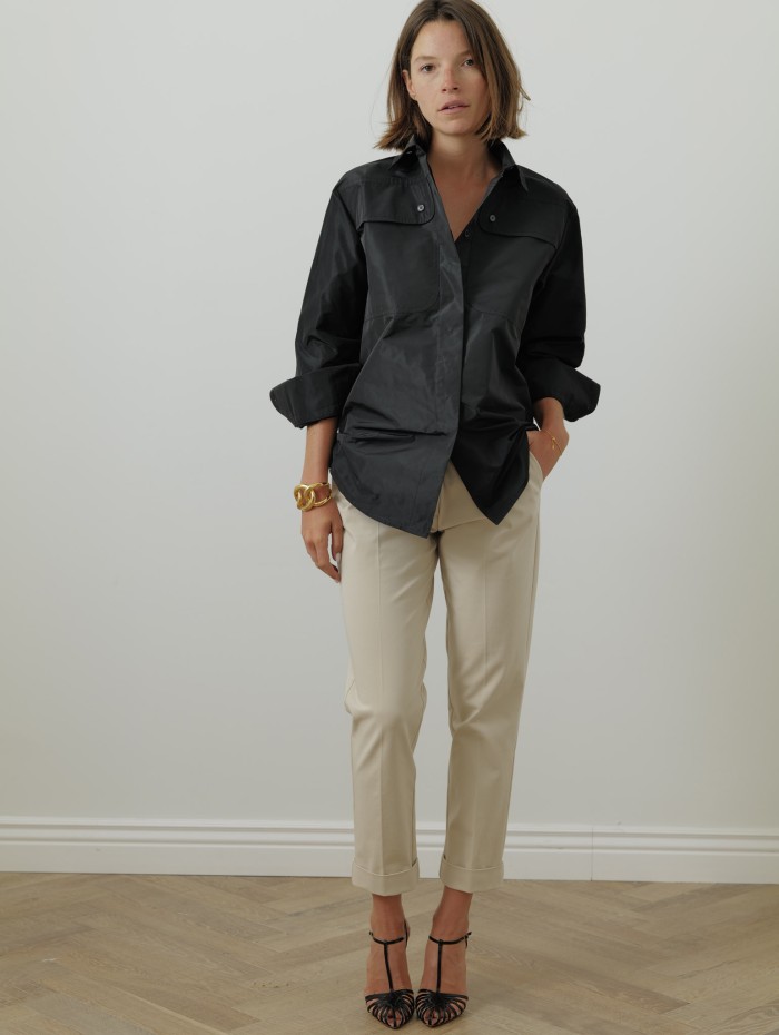 Chemise noire en faille recyclée - Patou - Mademoiselle Pearl
