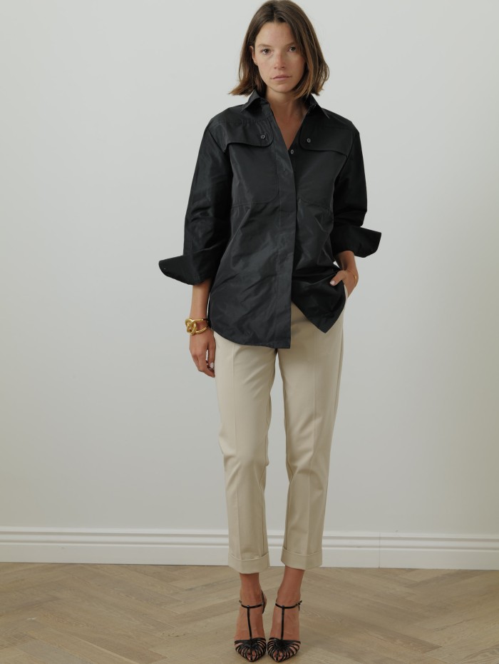 Chemise noire en faille recyclée - Patou - Mademoiselle Pearl