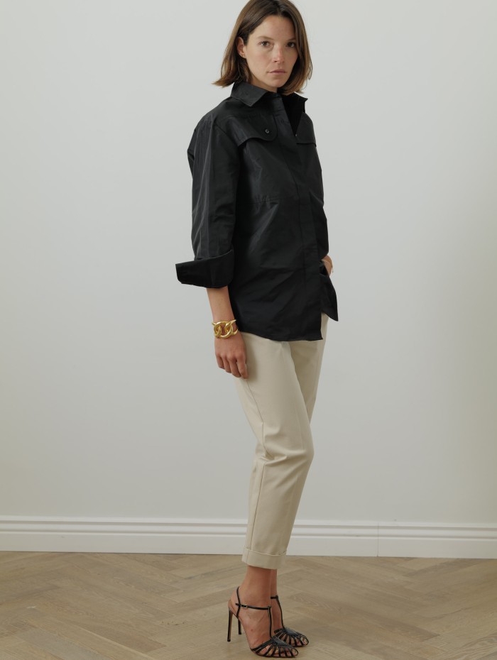 Chemise noire en faille recyclée - Patou - Mademoiselle Pearl