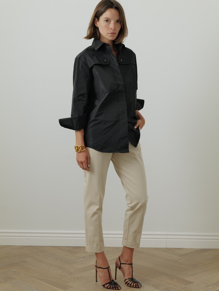 Chemise noire en faille recyclée - Patou - Mademoiselle Pearl