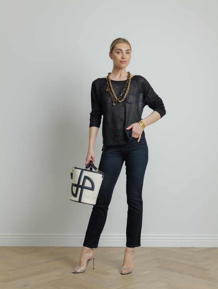 Top avec dos col V navy - Majestic Filatures - Mademoiselle Pearl