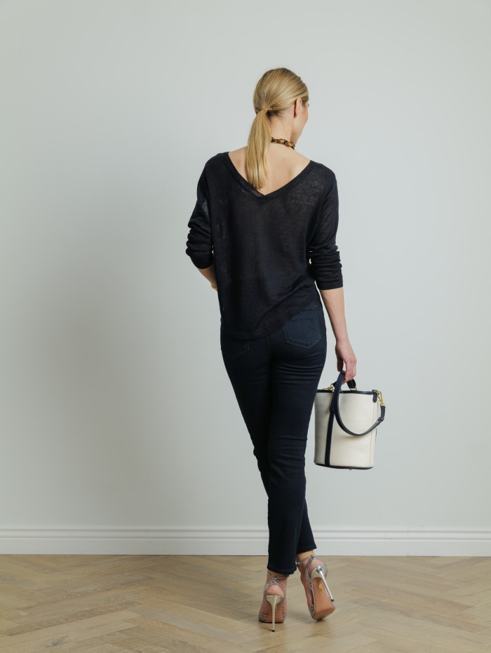 Top avec dos col V navy - Majestic Filatures - Mademoiselle Pearl