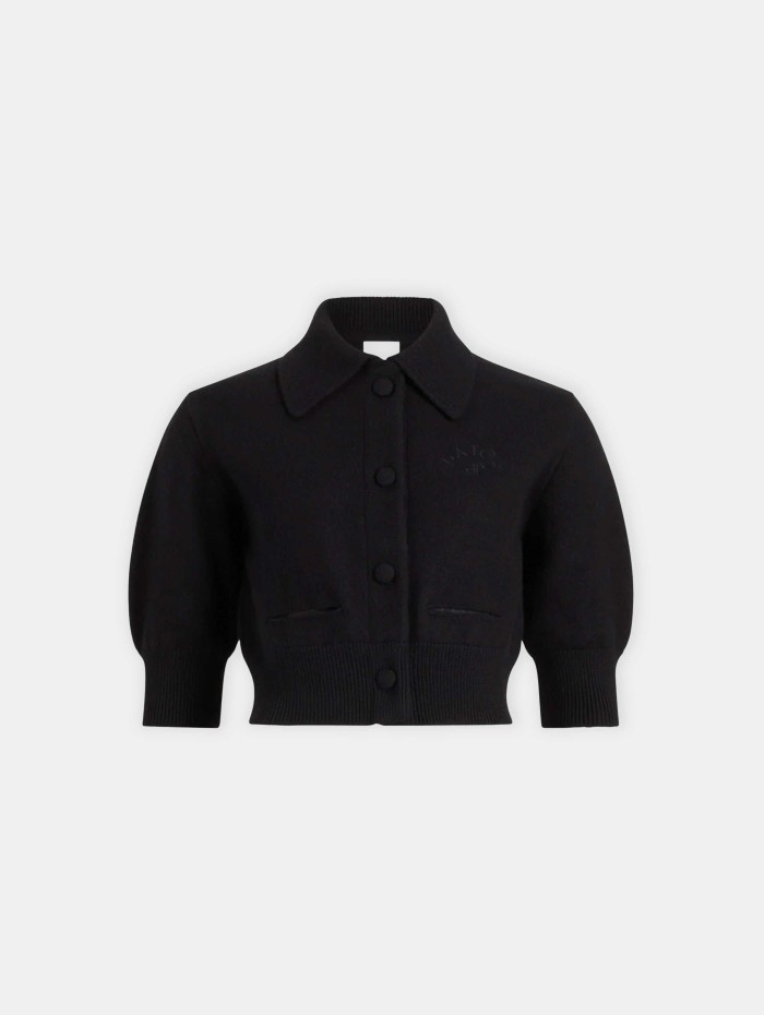 Cardigan court noir en laine - Patou