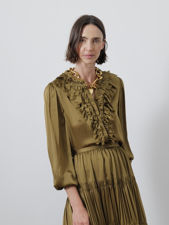 Blouse volants - Rouen silk ruffle front - Ulla johnson