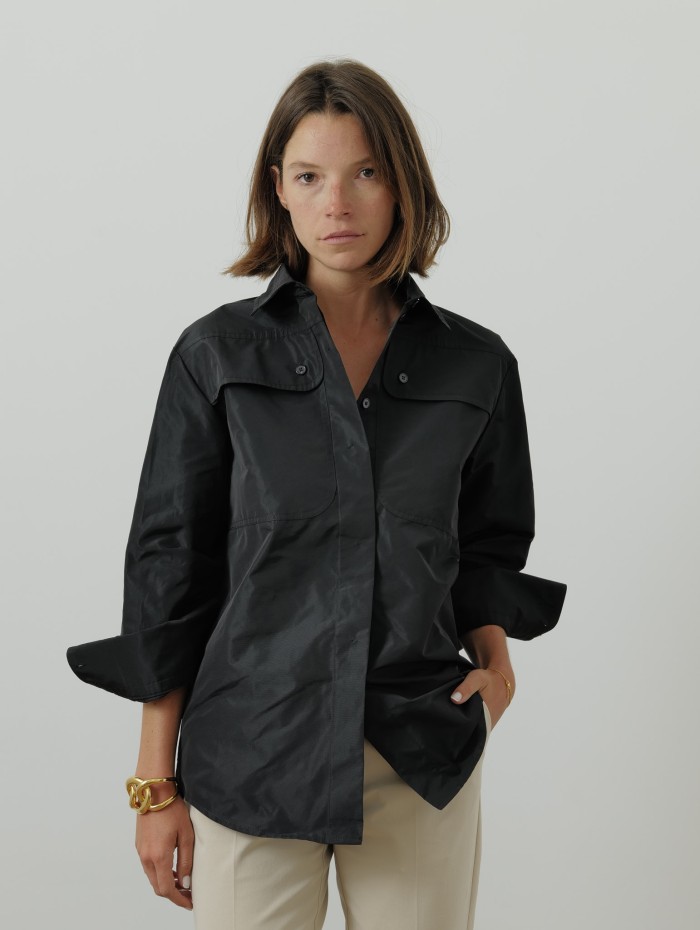 Chemise noire en faille recyclée - Patou - Mademoiselle Pearl
