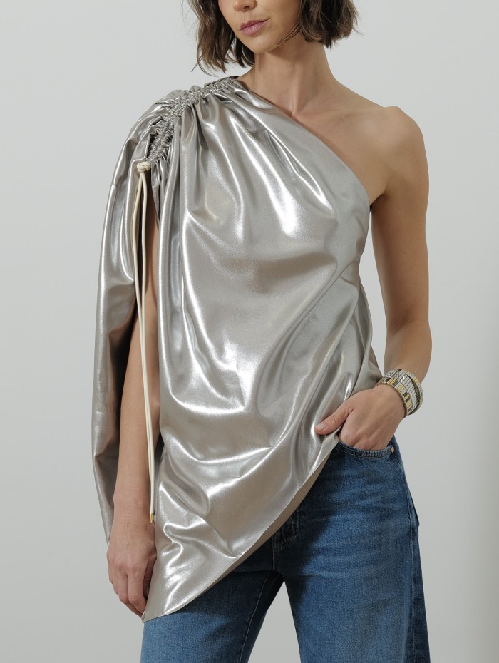 Top asymétrique - Silver - Maison Rabih Kayrouz