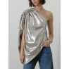 Top asymétrique - Silver - Maison Rabih Kayrouz
