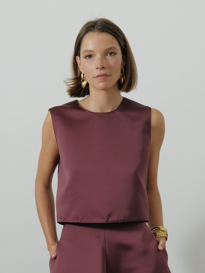 Top satin - Bordeaux - Maison Rabih Kayrouz