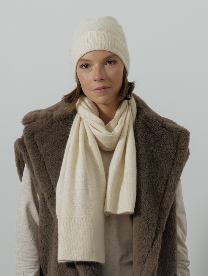 Bonnet à revers - Blanc cassé