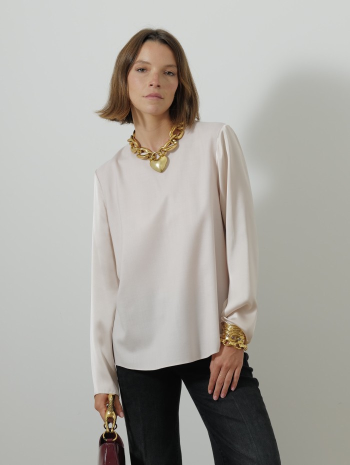 Blouse charmeuse - Rose pâle - Maison Rabih Kayrouz
