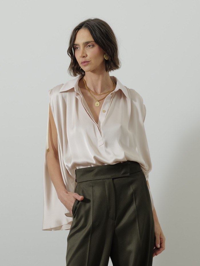 Blouse satinée - Nude - Maison Rabih Kayrouz