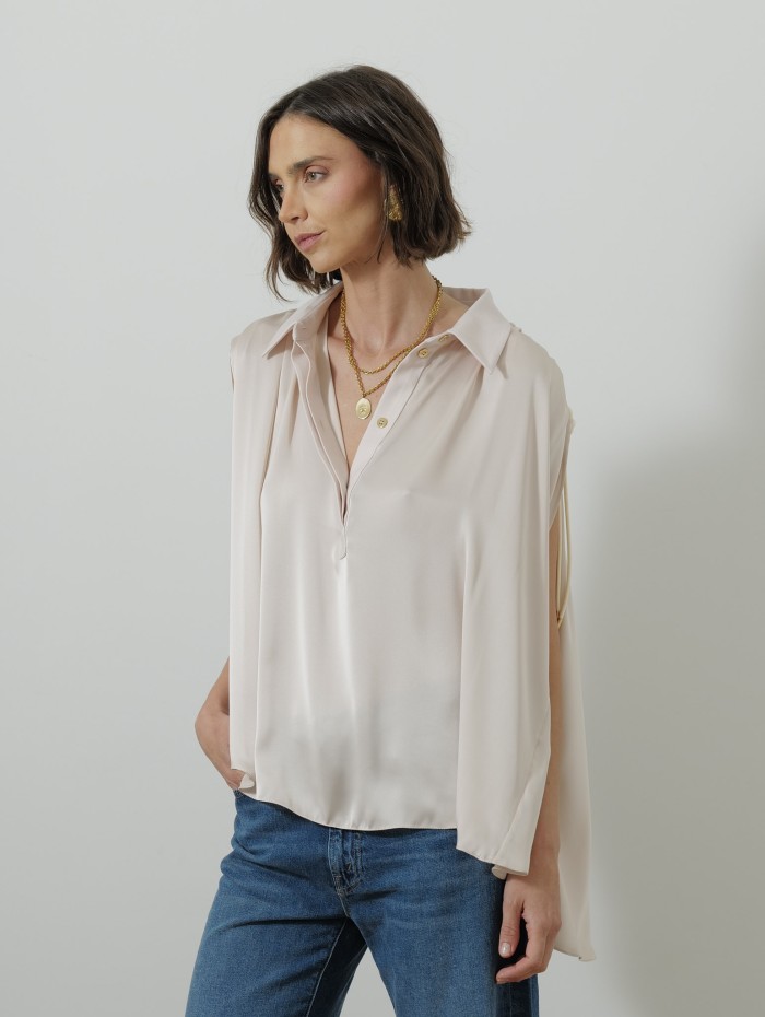 Blouse satinée - Nude - Maison Rabih Kayrouz