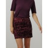 Mini-jupe à sequins - Bordeaux