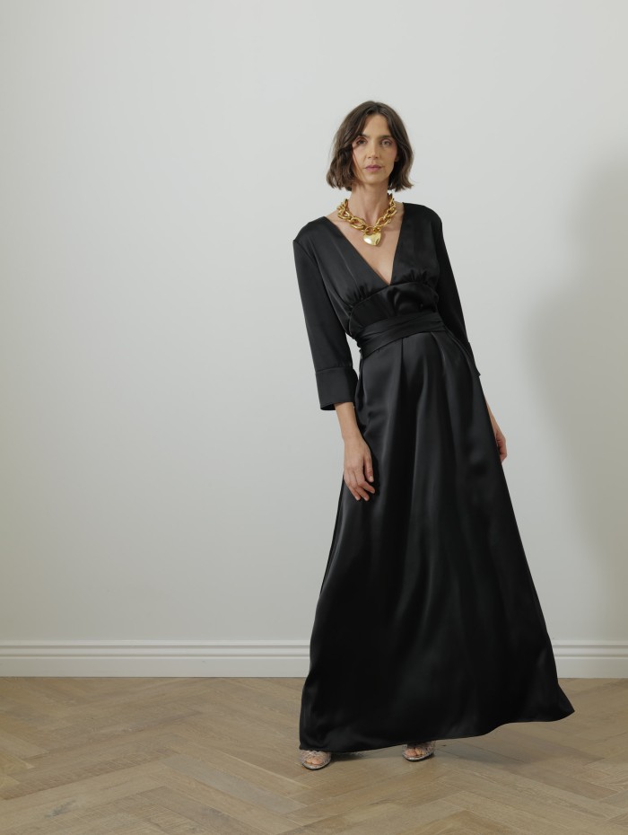 Robe longue col v - Noire - 26 Avenue