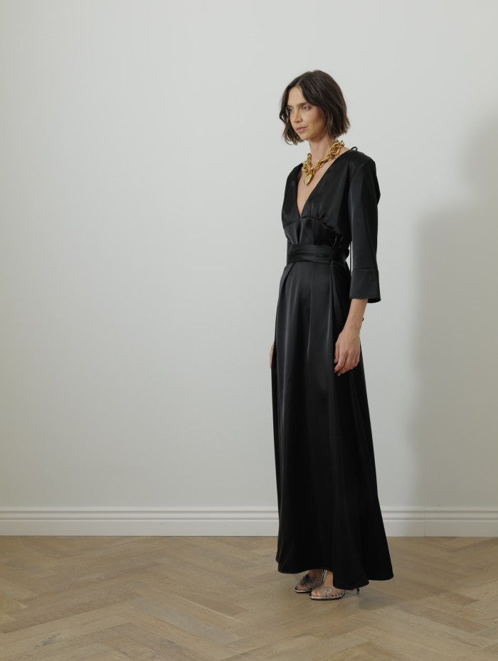 Robe longue col v - Noire - 26 Avenue