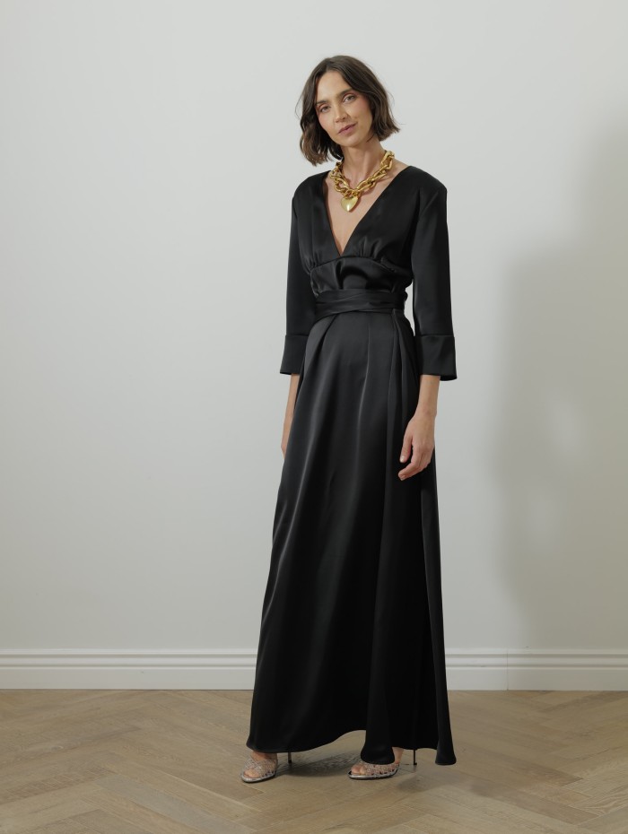 Robe longue col v - Noire - 26 Avenue