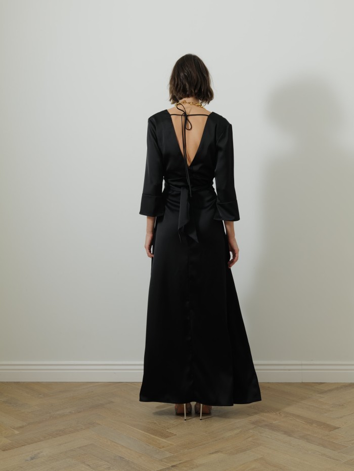 Robe longue col v - Noire - 26 Avenue