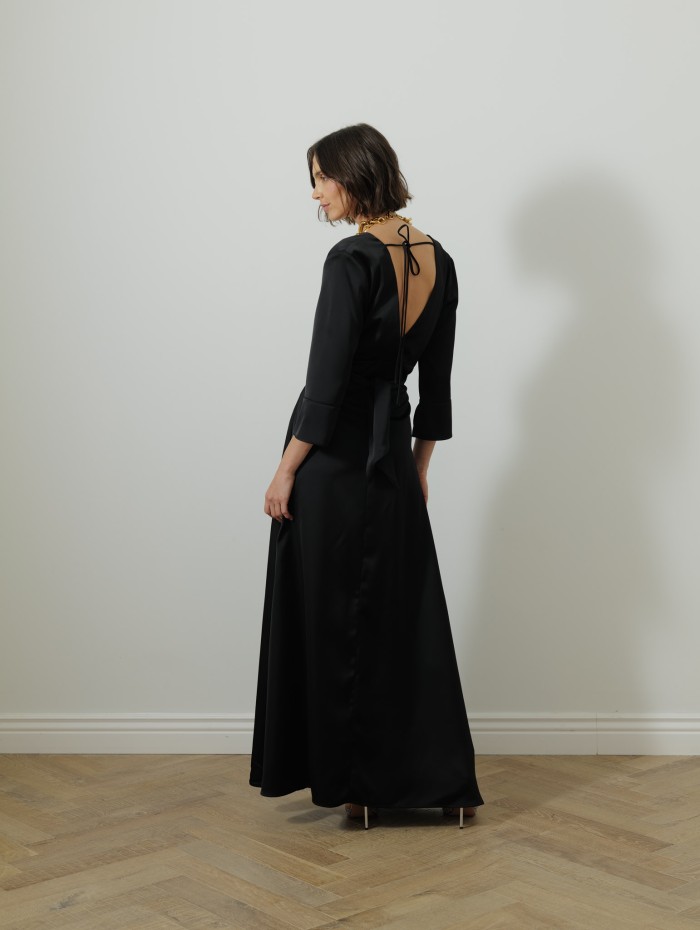 Robe longue col v - Noire - 26 Avenue