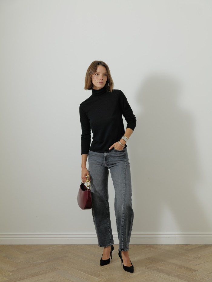 Col roulé manches longues - Noir - Majestic Filatures