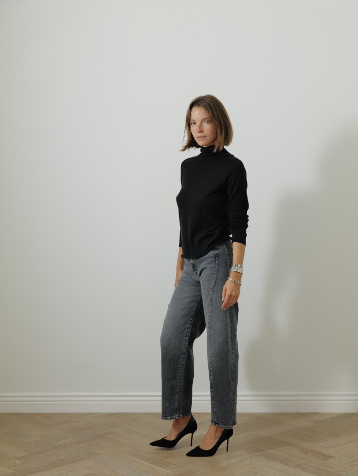 Col roulé manches longues - Noir - Majestic Filatures